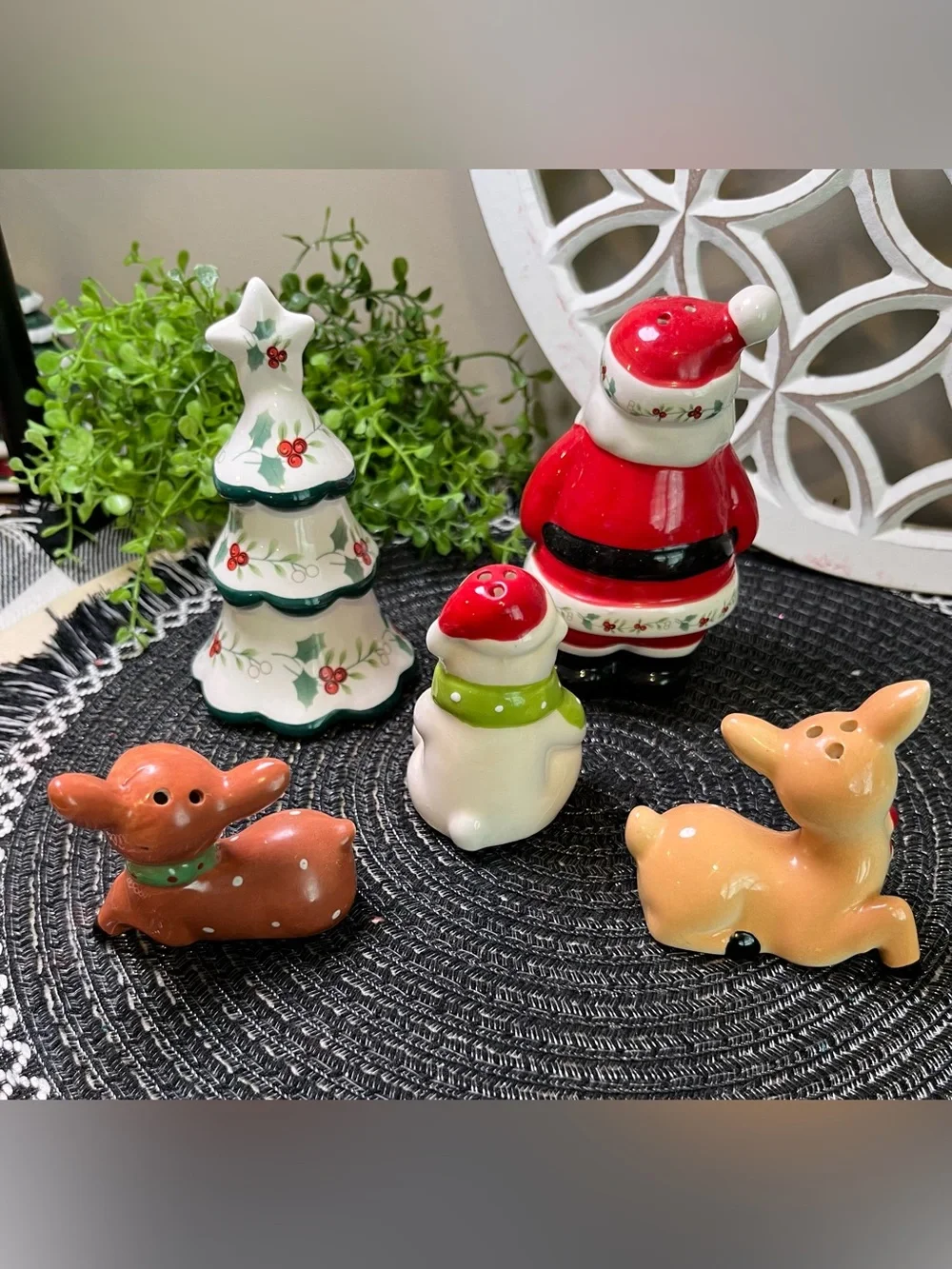 Holiday Ceramic Salt & Pepper Figurines - Set of Five